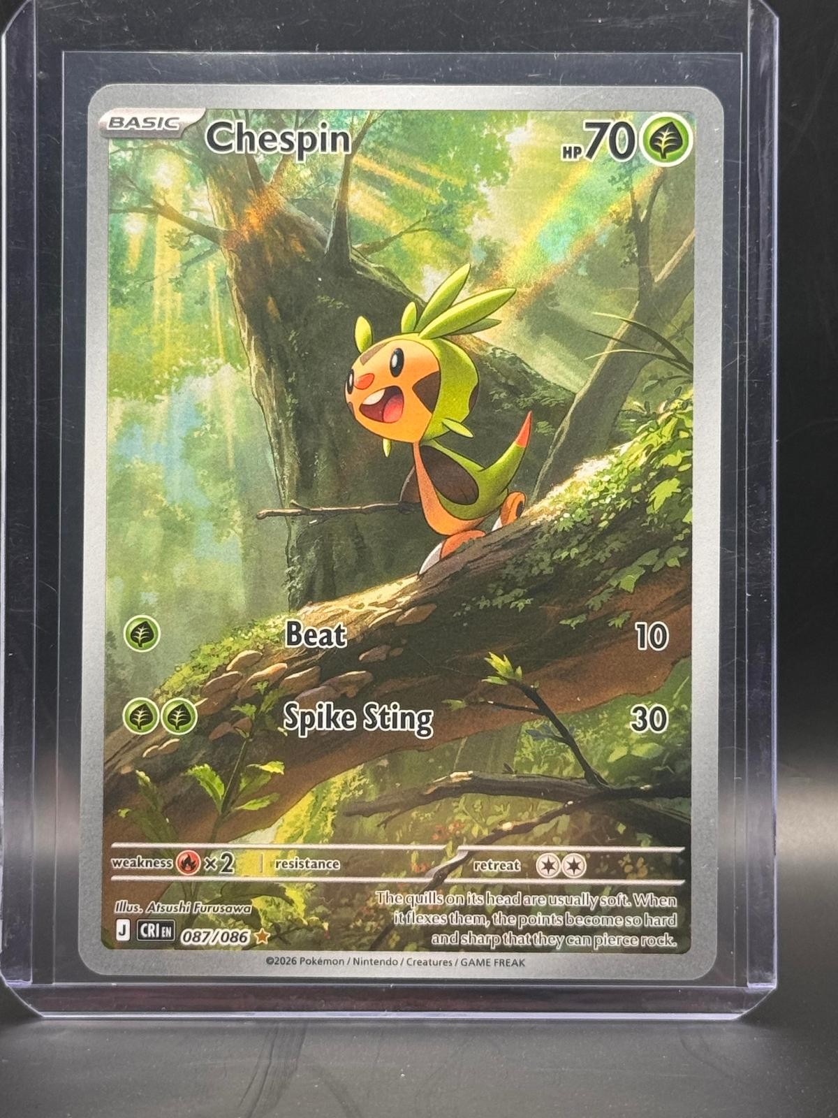 Chespin 087/086 Holo Illustration Rare Chaos Rising Pokemon Near Mint